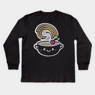 Cute black ramen noodles bowl Kids Long Sleeve T-Shirt